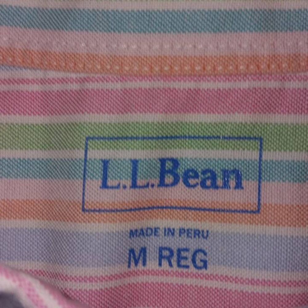 LL Bean Women's 3/4 Length Button Down Shirt  •Size Medium  • Striped Blue,Green